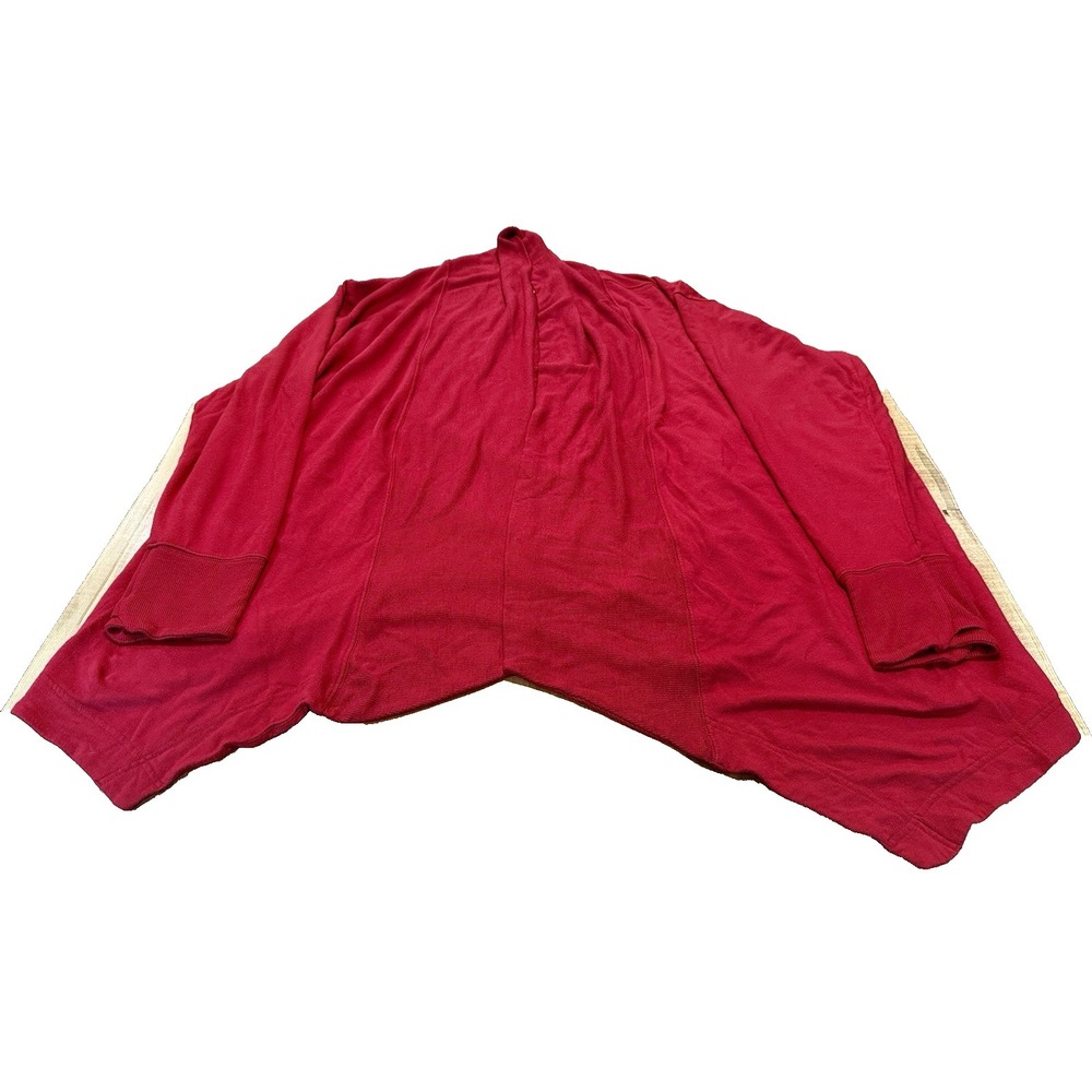 Athleta Pranayama Wrap Cardigan Red Open Front Modal Blend Pockets Size XL
